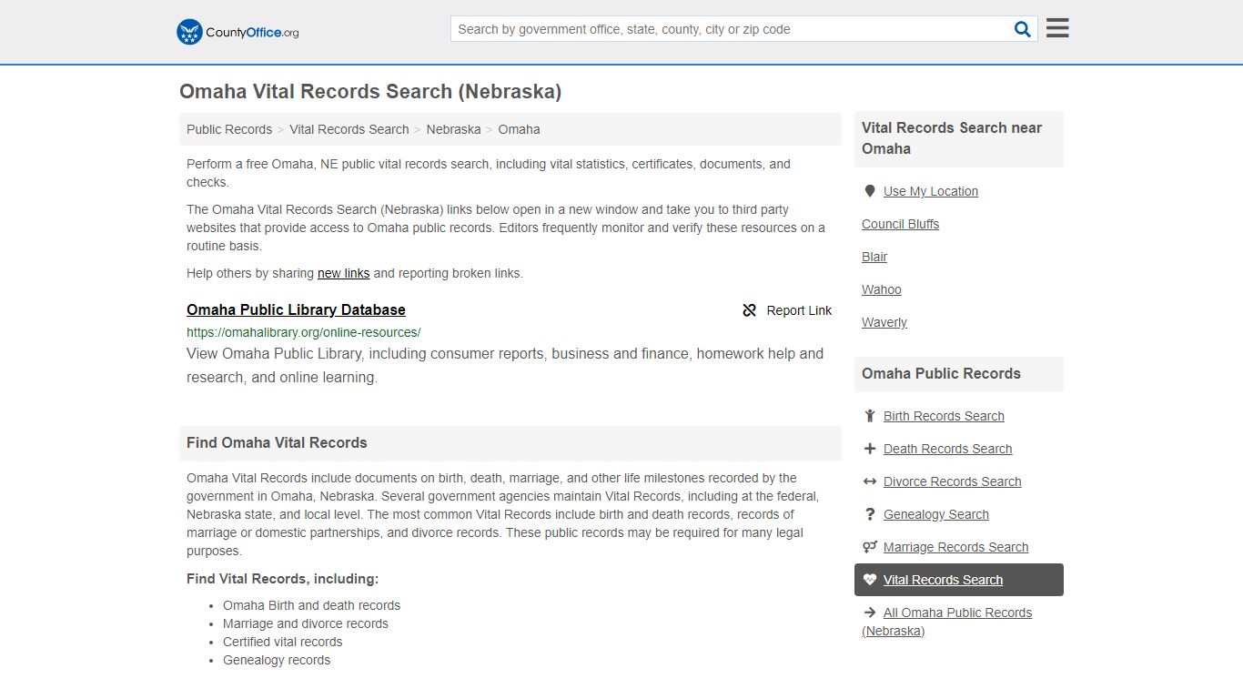 Vital Records Search - Omaha, NE (Birth, Death, Marriage ...