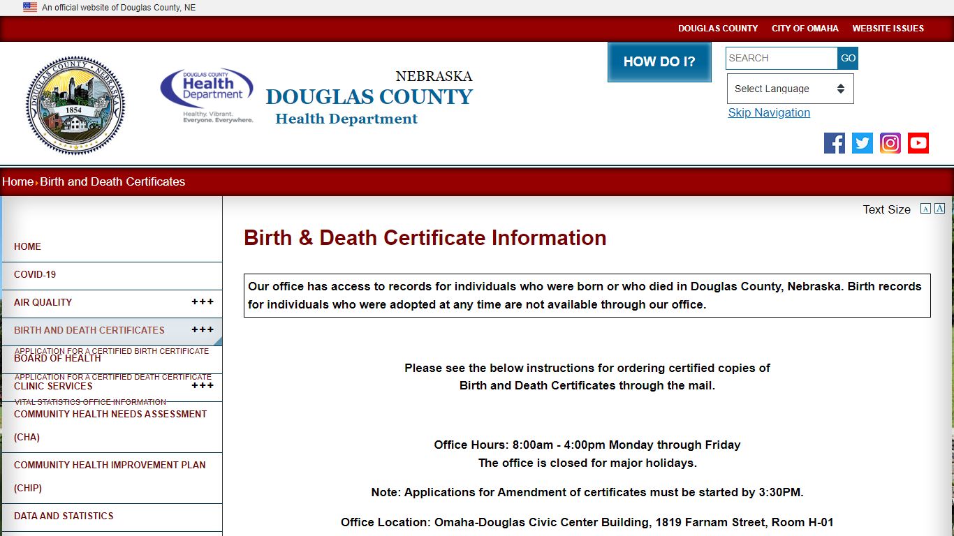 Birthdeath Certificates | Douglas County Health